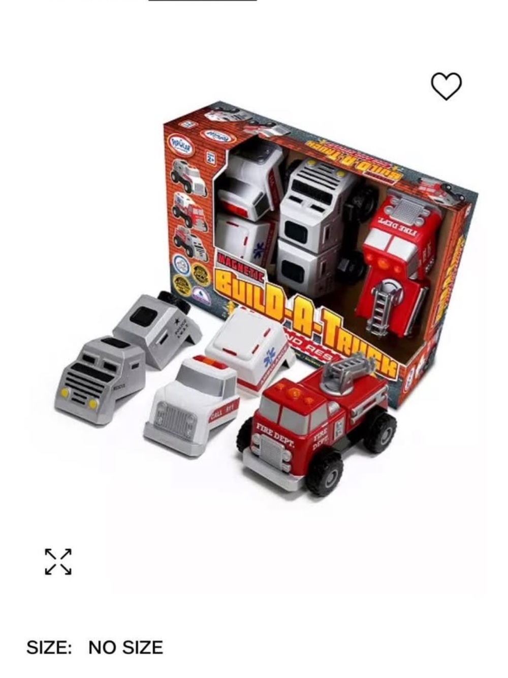 Magnetic Build-A-Truck Kids Toy Set - Red, White, Gray